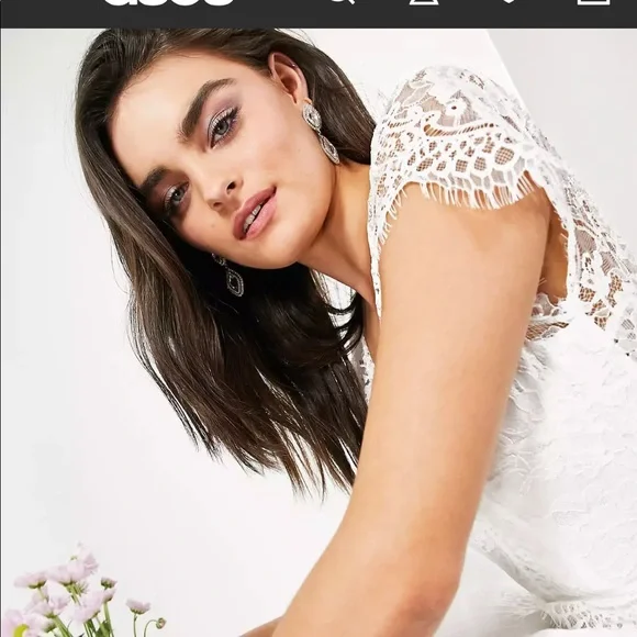 ASOS White Lace Cap Sleeve Wedding Dress - Picture 3 of 7